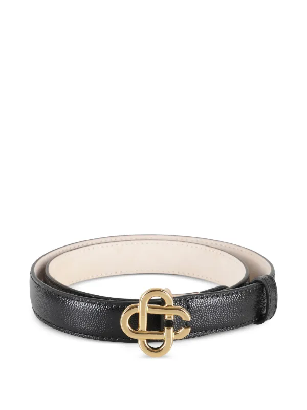Black and Gold Belt with Interlocking Buckle INSPIRE CHICRetro Knot Woven Metal Interlocking Buckle  main image 2