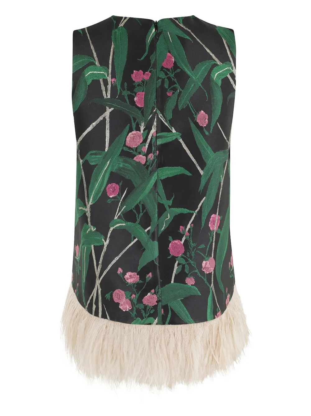 La DoubleJ Top met bamboe print - Zwart