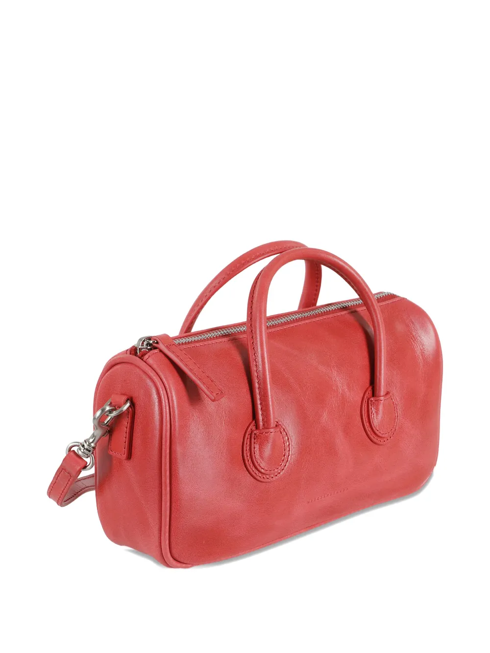Margesherwood Leather Cylindrical Tote Bag In Red