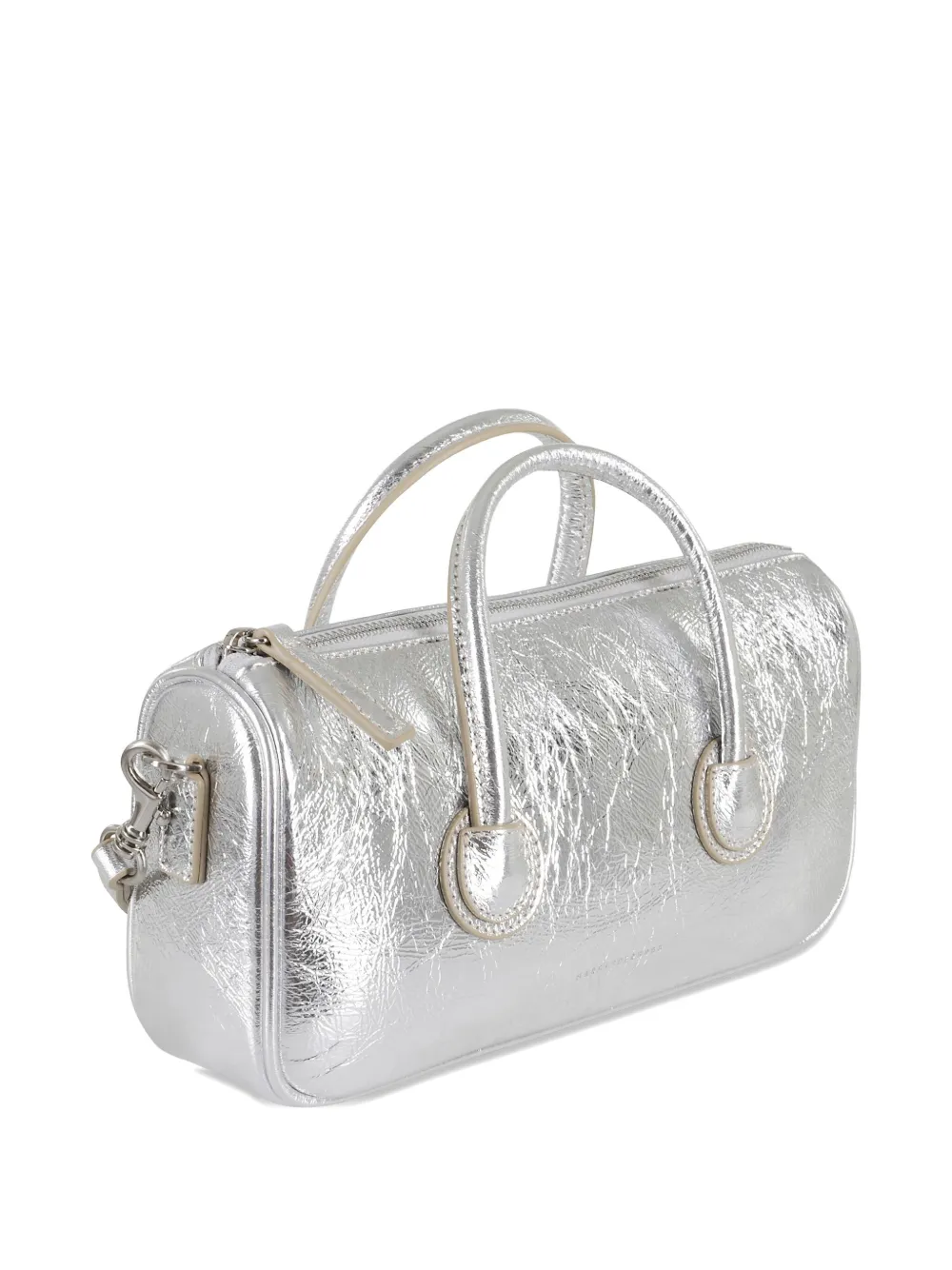 Margesherwood Small Metallic Crinkled Leather Tote Bag In Silver