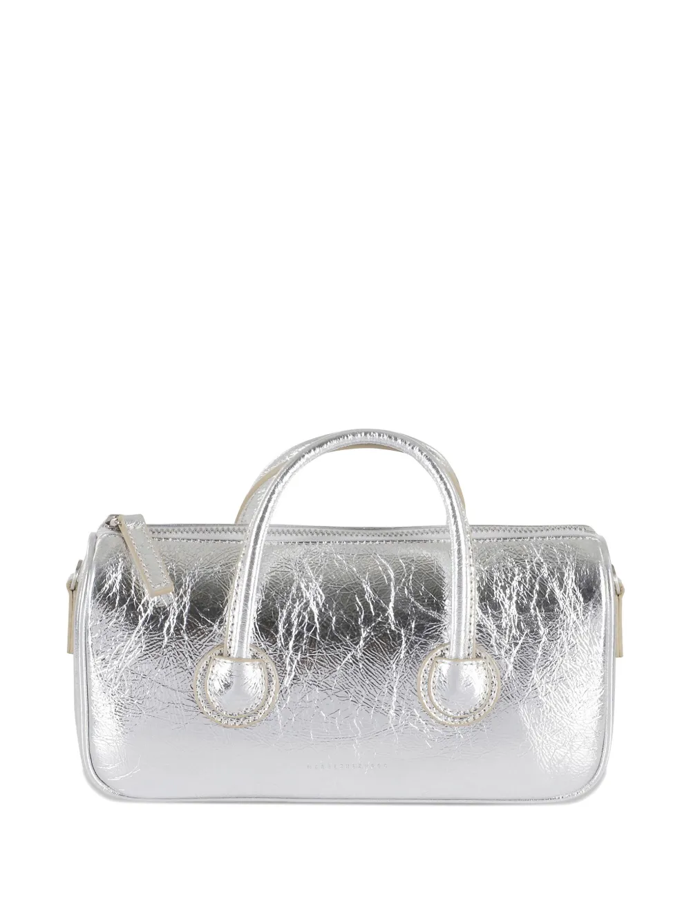 Marge Sherwood Kleine metallic gekreukte leren shopper - Zilver
