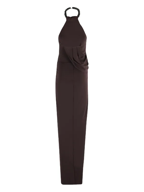 Amen embellished-halterneck Dress | Brown | FARFETCH