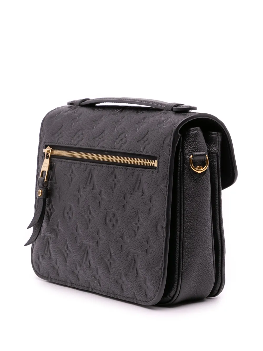 Pre-owned Louis Vuitton 2019 Monogram Empreinte Pochette Metis Satchel In Black
