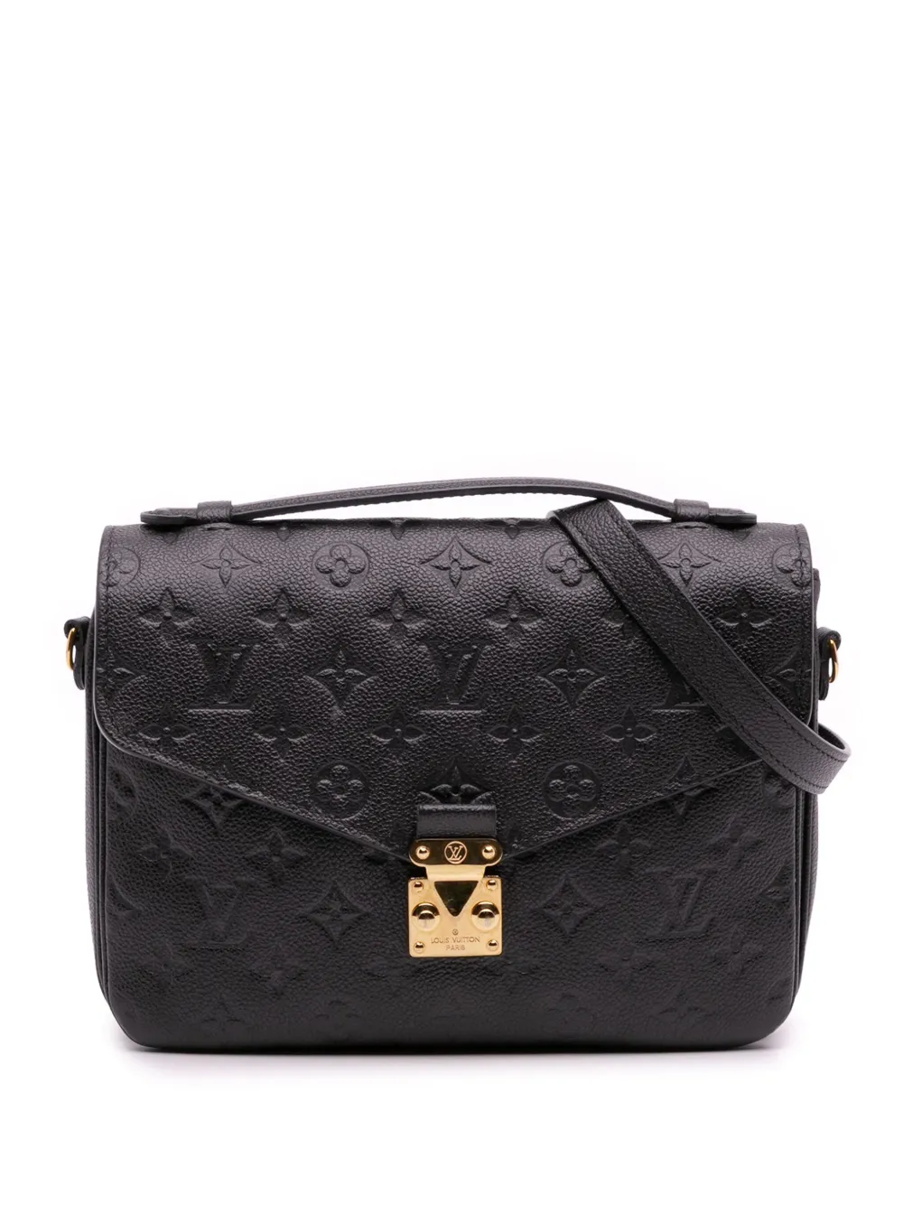 Pre-owned Louis Vuitton 2019 Monogram Empreinte Pochette Metis Satchel In Black