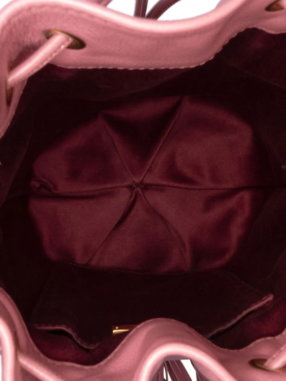 Pre-owned Miu Miu 2010-2025 Leather Tassel Accent Bucket Bag Satchel In Pink