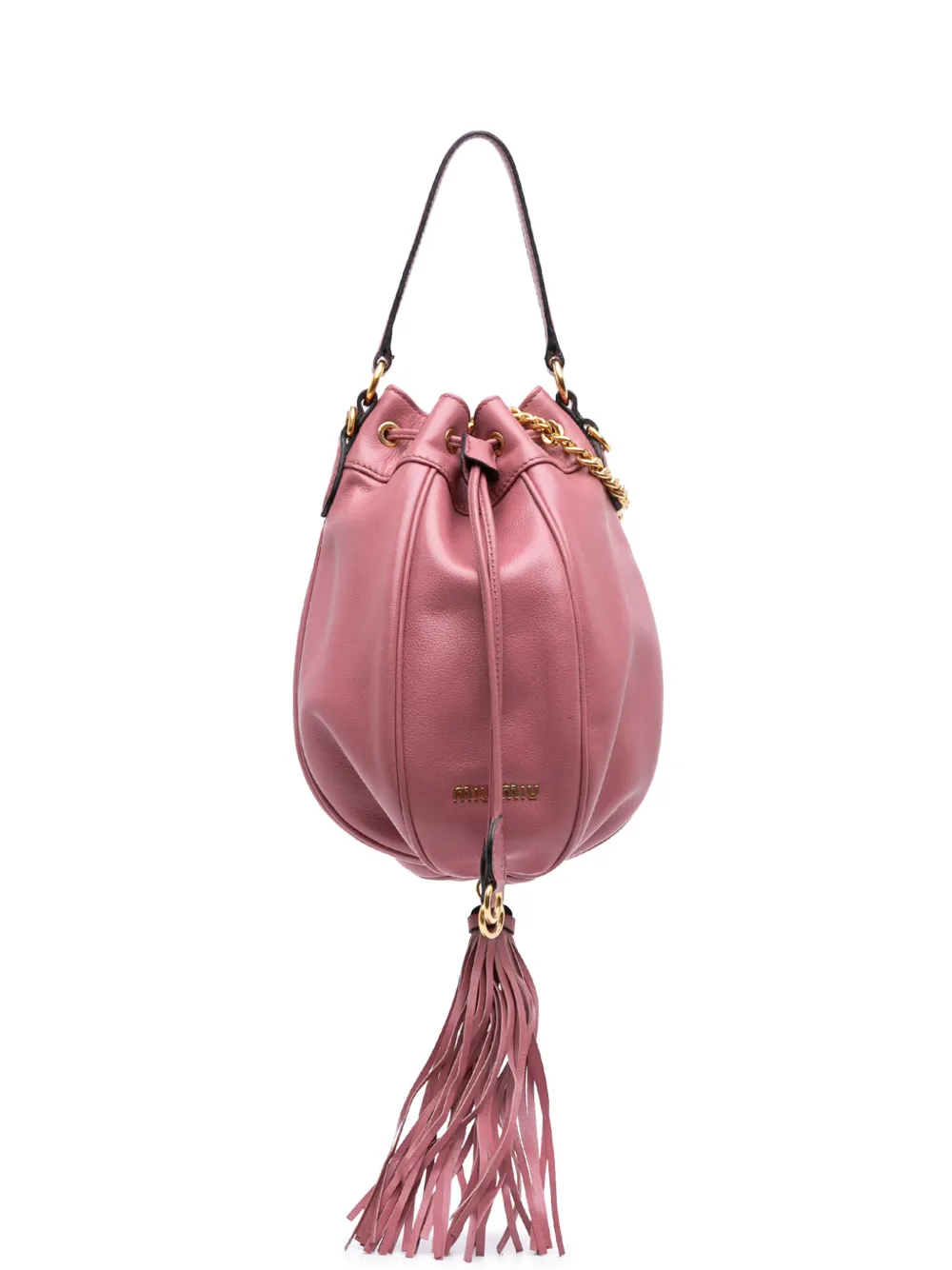 Miu Miu Pre-Owned 2010-2025 Leather Tassel Accent Bucket Bag satchel | Pink | Image 1