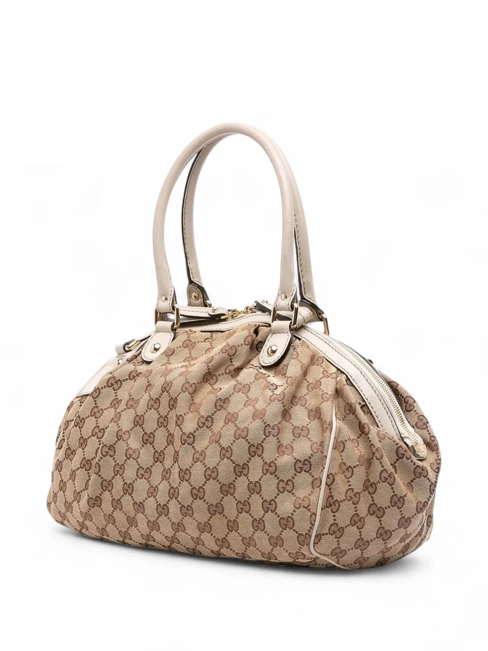 Pre-owned Gucci 2016-2025 Gg Canvas Sukey Satchel In Brown