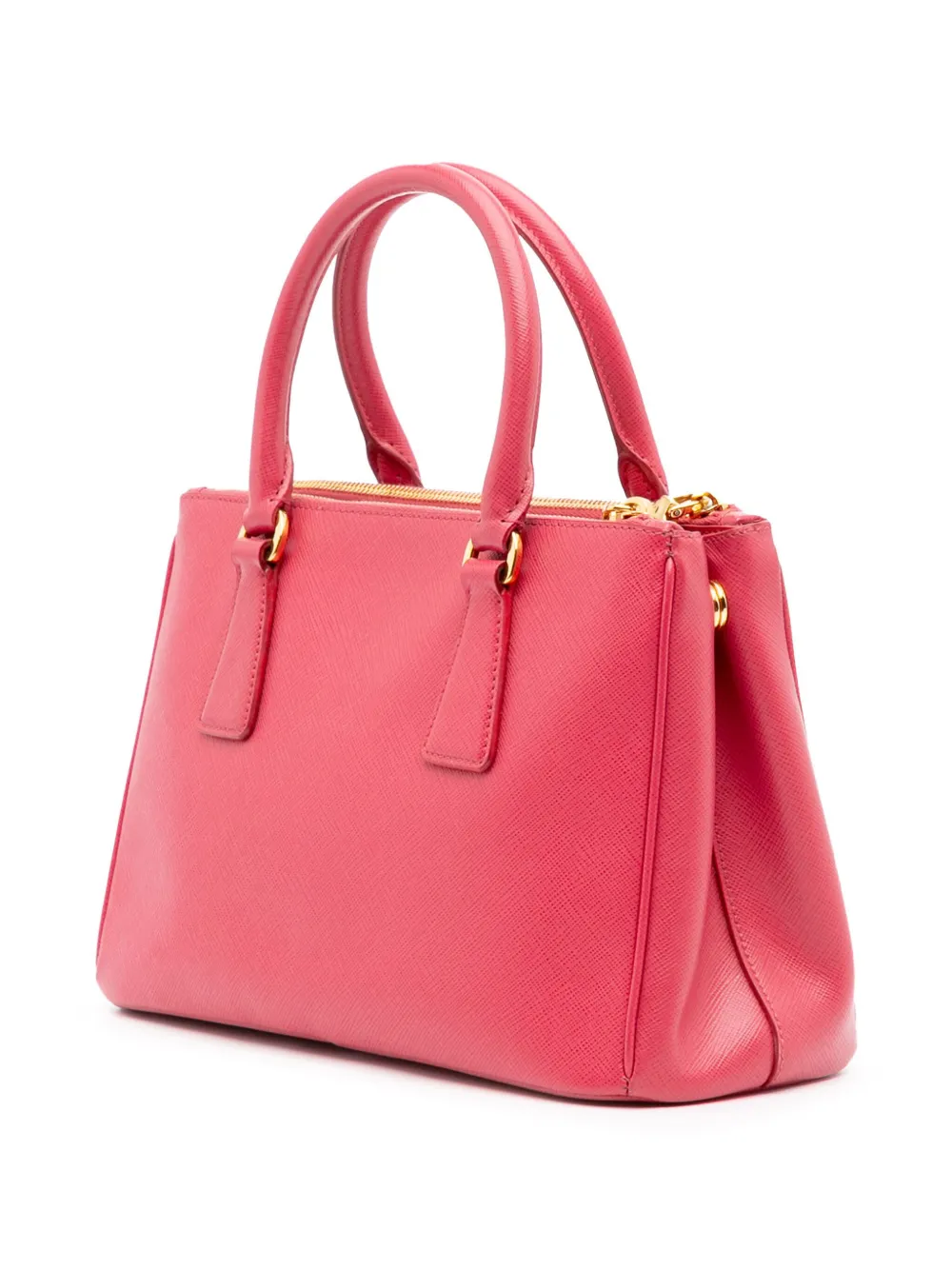 Pre-owned Prada 2013-2025 Small Saffiano Lux Galleria Double Zip Satchel In Pink