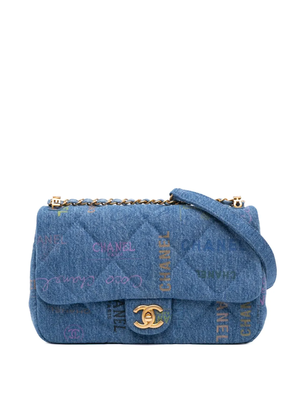 CHANEL Pre-Owned 2021-2025 ミディアム キルティング デニム ムード フラップ ショルダーバッグ - ブルー CHANEL Pre-Owned 2021-2025 ミディアム キルティング デニム ムード フラップ ショルダーバッグ - ブルー