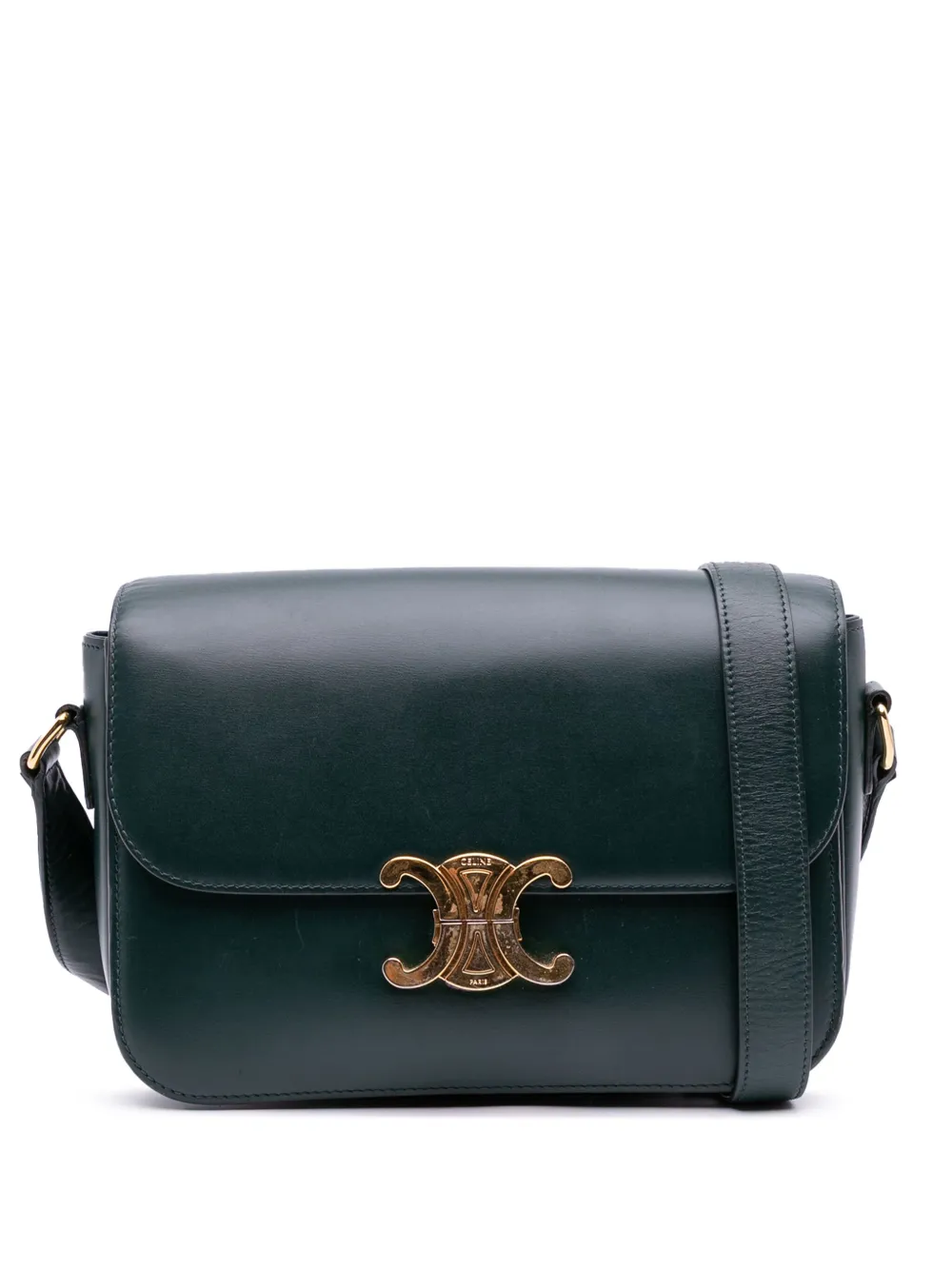 Celine Pre-Owned 2018 Classique Shiny Calfskin Triomphe crossbody bag | Green | Image 1
