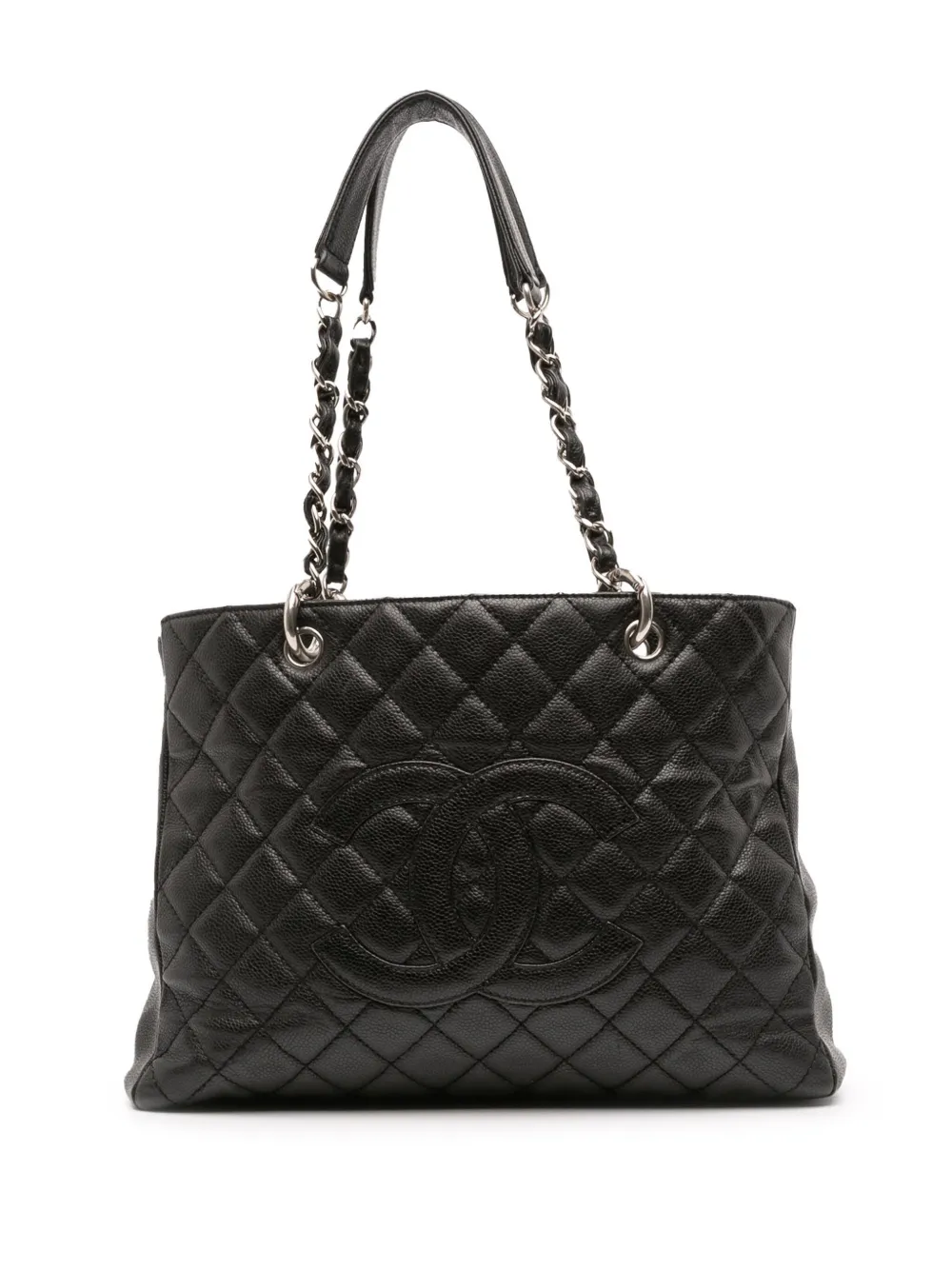CHANEL Pre-Owned 2008-2009 キャビア グランド ショッピング トートバッグ - ブラック CHANEL Pre-Owned 2008-2009 キャビア グランド ショッピング トートバッグ - ブラック