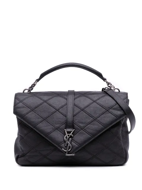 Saint Laurent Pre-Owned 2017 Large Quilted Diamond Calfskin Monogram College satchel
