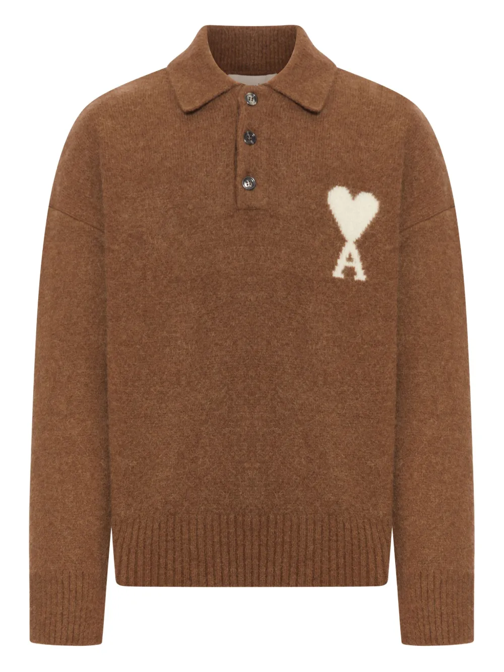 AMI Paris heart-logo sweater | Brown | Image 1