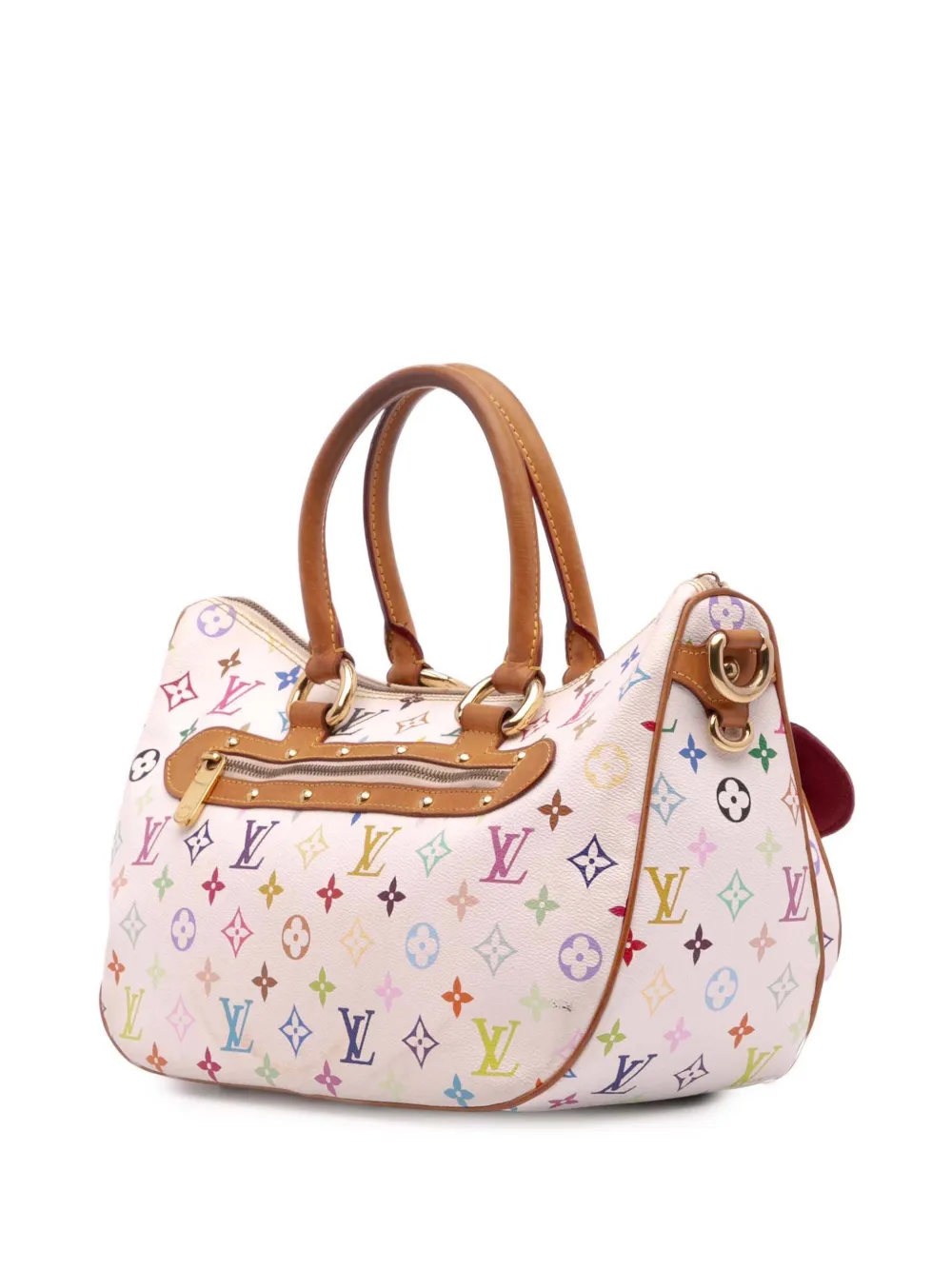 Pre-owned Louis Vuitton 2008 Monogram Multicolore Rita Satchel In White