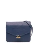 CHANEL Pre-Owned 2018 Square Quilted Grained Calfskin Cuba Thread Around Wallet On Chain crossbody bag - Blue