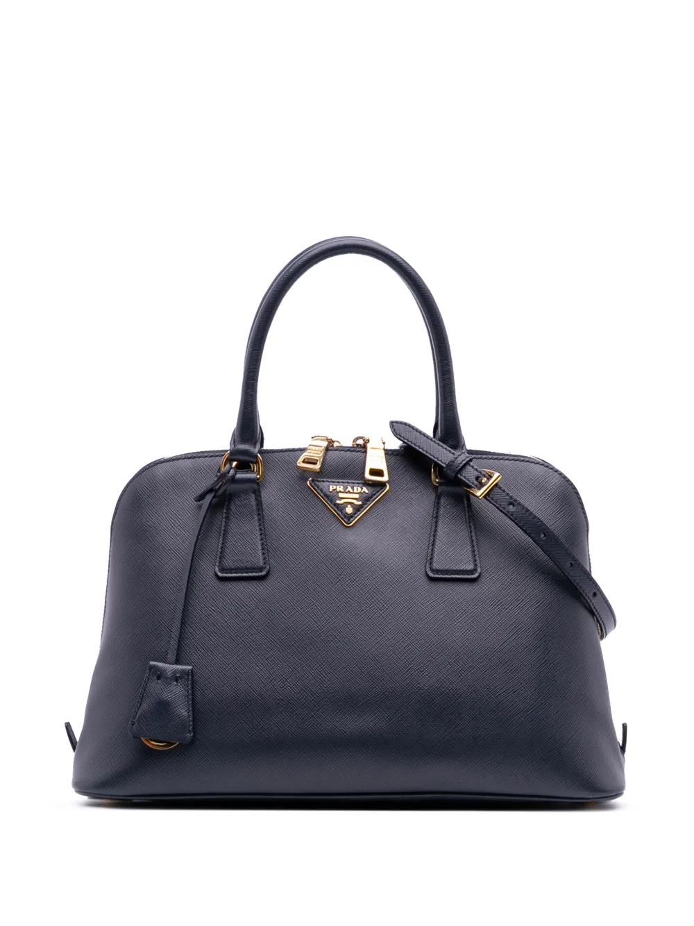 Pre-owned Prada 2000-2025 Medium Saffiano Lux Promenade Satchel In Blue