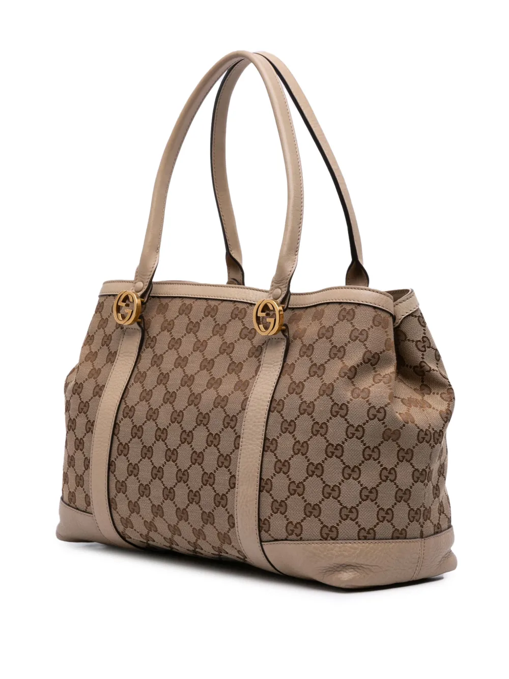 Pre-owned Gucci 2016-2025 Gg Canvas Miss Gg Tote Bag In Brown
