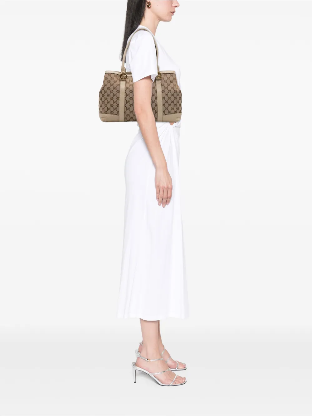 Pre-owned Gucci 2016-2025 Gg Canvas Miss Gg Tote Bag In Brown