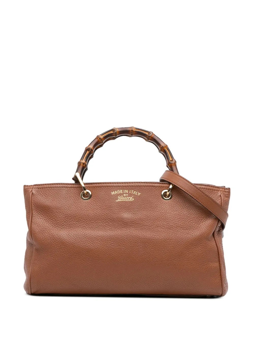 Gucci Pre-Owned 2016-2025 ミディアム カーフスキン バンブー ショッパー サッチェルバッグ - ブラウン Gucci Pre-Owned 2016-2025 ミディアム カーフスキン バンブー ショッパー サッチェルバッグ - ブラウン