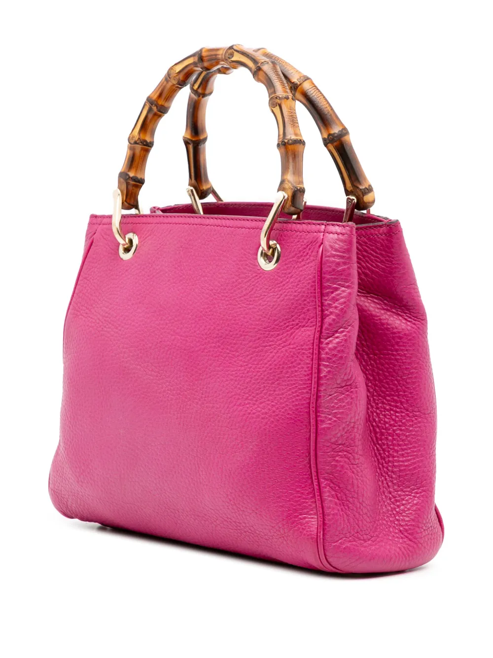 Pre-owned Gucci 2016-2025 Small Calfskin Bamboo Shopper Satchel In Pink