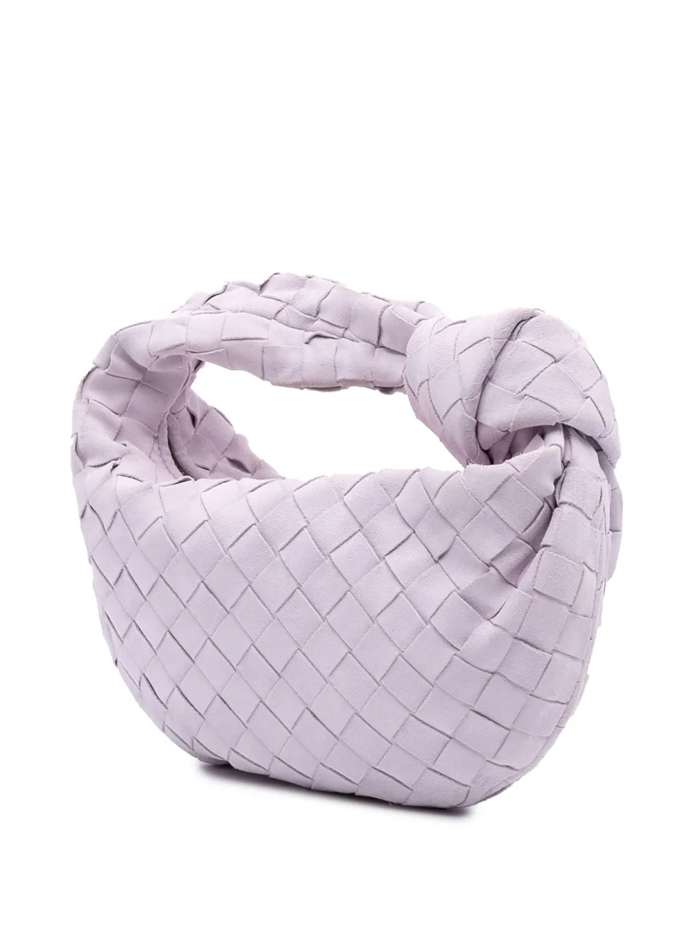 Pre-owned Bottega Veneta 2012-2025 Mini Suede Intrecciato Jodie Hobo Bag In Purple