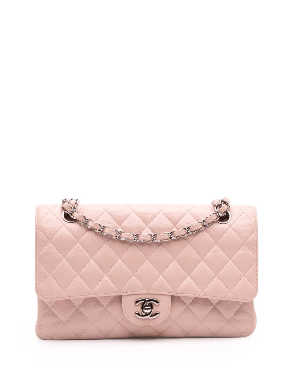 Click to view more detailed imagery on our partner's website Pre-owned Chanel 2014 Medium Classic Caviar Double Flap Shoulder Bag In Pink
