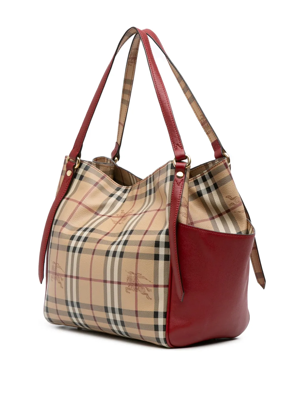 Pre-owned Burberry 2000-2017 Small Haymarket Check Coated Canvas Canterbury Tote Bag In Brown
