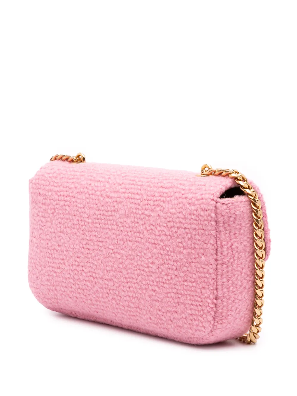 Pre-owned Celine 2022 Tweed Claude Chain Shoulder Bag In Pink
