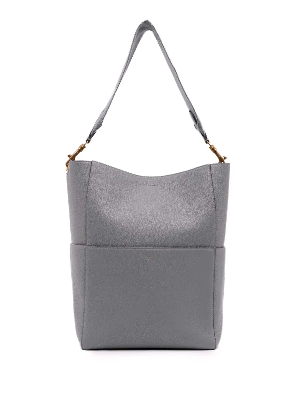Pre-owned Celine 2017 Medium Leather Seau Sangle Bucket Bag In Gray