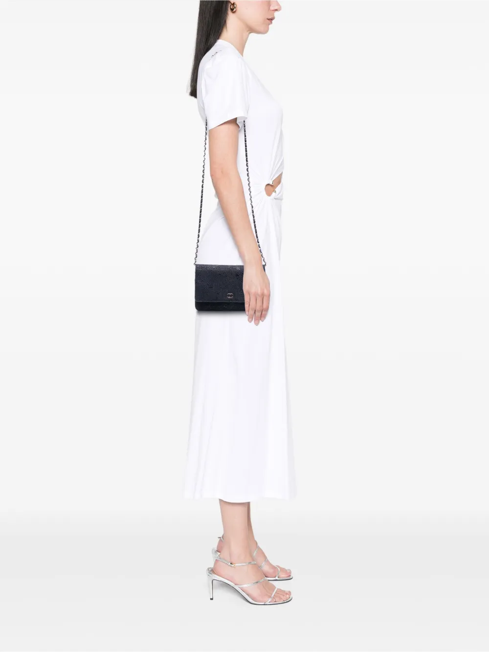 CHANEL Pre-Owned 2013-2014 Lace Overlay Goatskin Wallet On Chain crossbody bag | Pre-Owned | Image 2