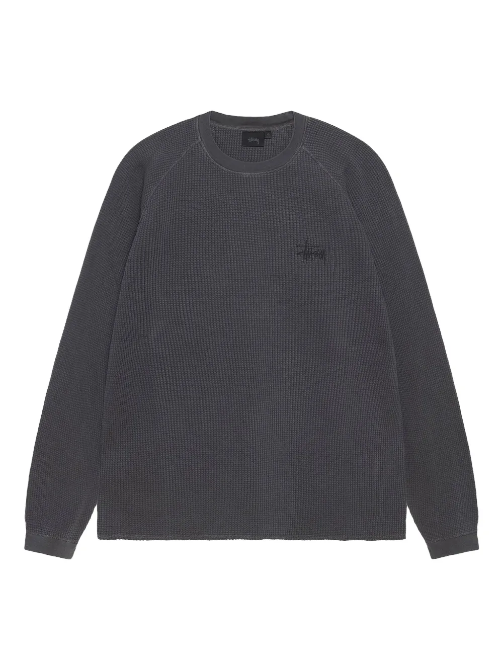 Stüssy waffle-texture long-sleeve t-shirt | Black | Image 1