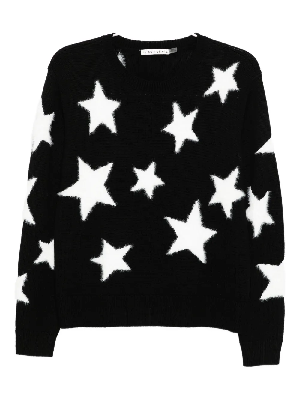 alice + olivia Andora fuzzy star sweatshirt | Black | Image 1