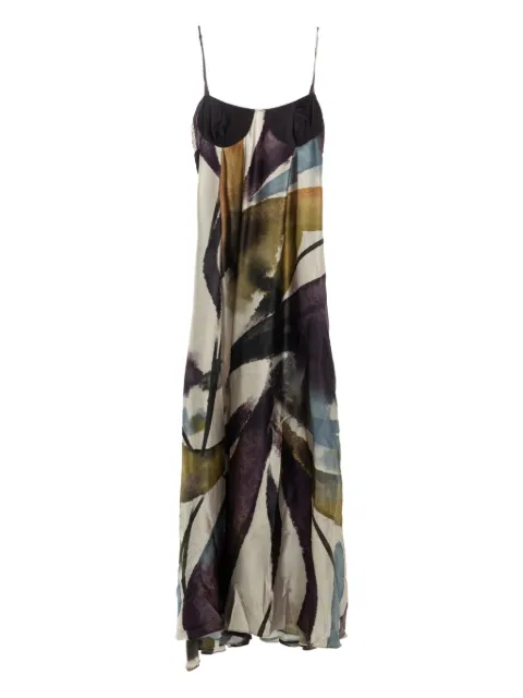 YANGKEHAN floral-print silk maxi dress