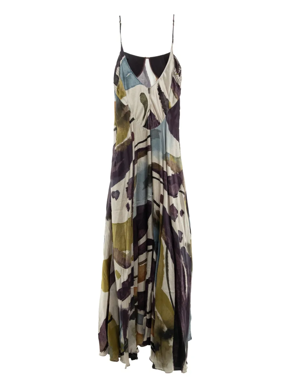 YANGKEHAN floral-print silk maxi dress - Beige