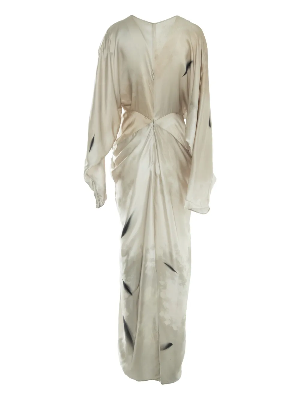 YANGKEHAN Gedrapeerde zijden avondjurk Beige