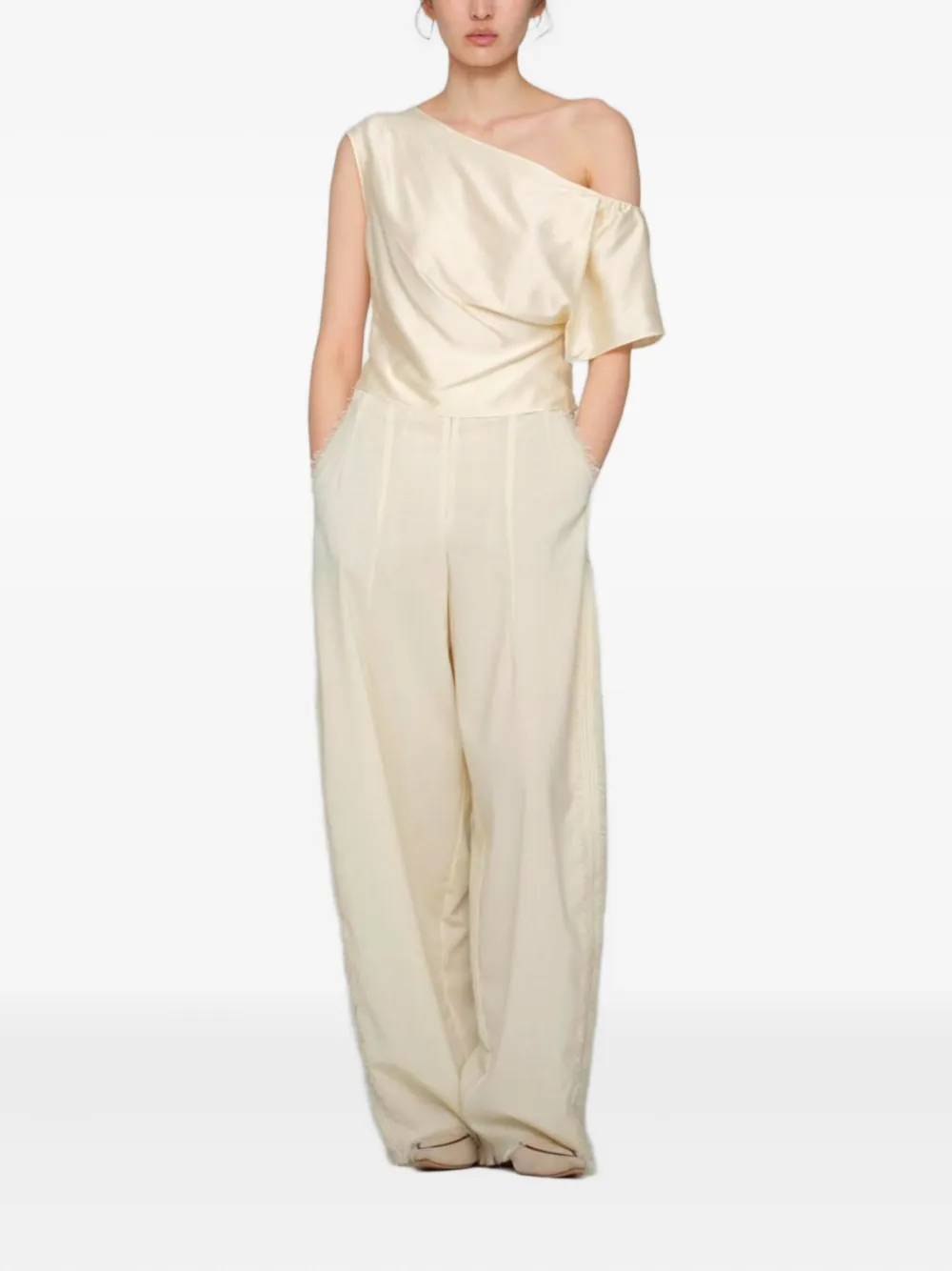 YANGKEHAN draped one-shoulder top - Wit