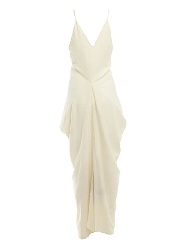 Yangkehan Draped Asymmetric Party Dress - White Yangkehan Draped Asymmetric Party Dress - White