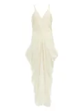 YANGKEHAN draped V-neck asymmetric party dress - White