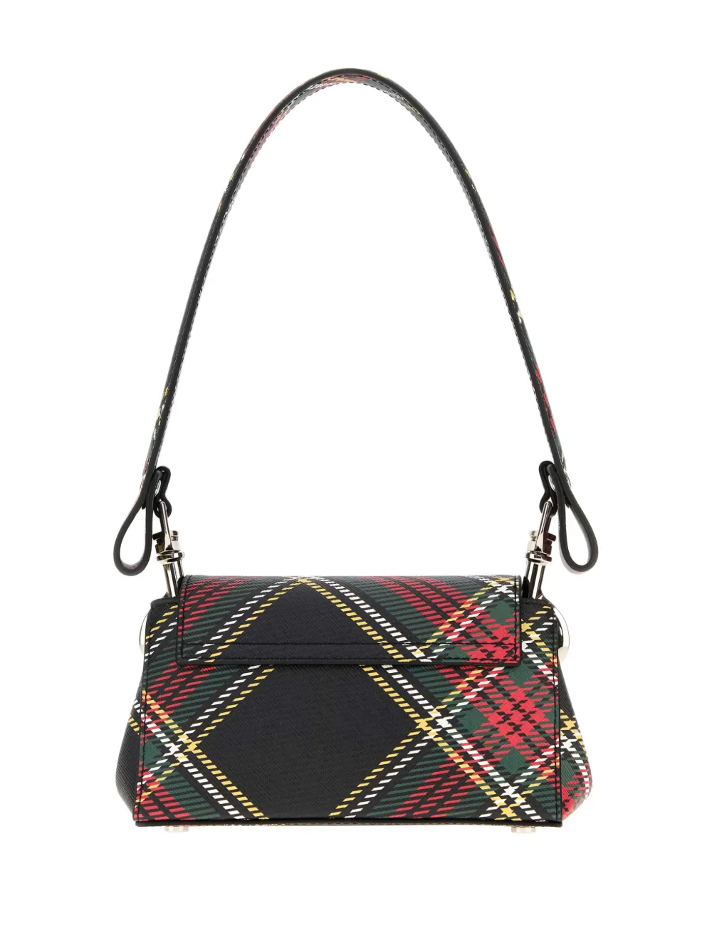 Vivienne Westwood Mini Hazel Plaid-print Leather Shoulder Bag In Black