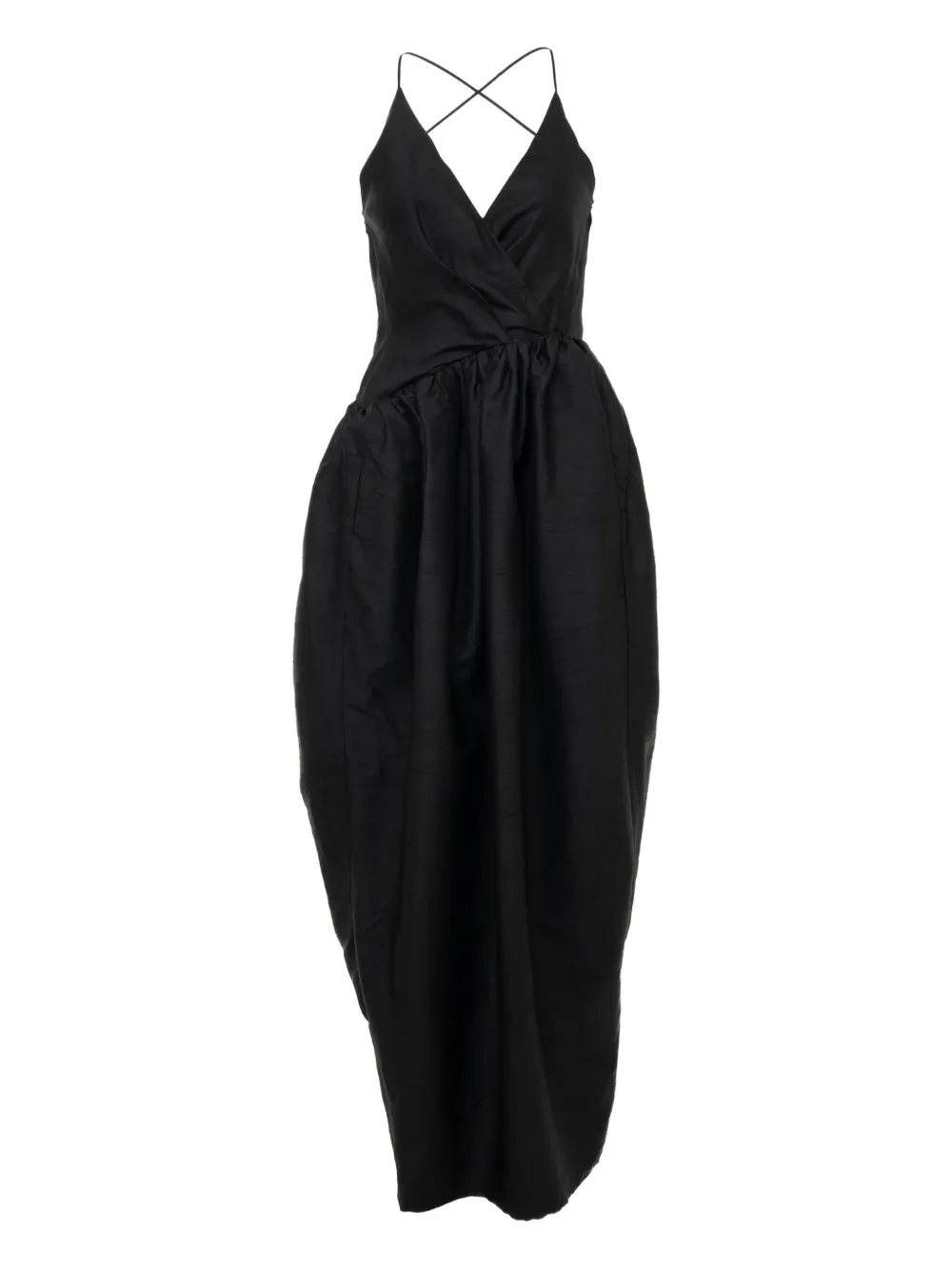 YANGKEHAN cross-back draped dress | Black | Image 1