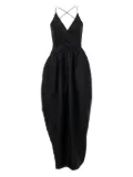 YANGKEHAN cross-back draped dress - Black