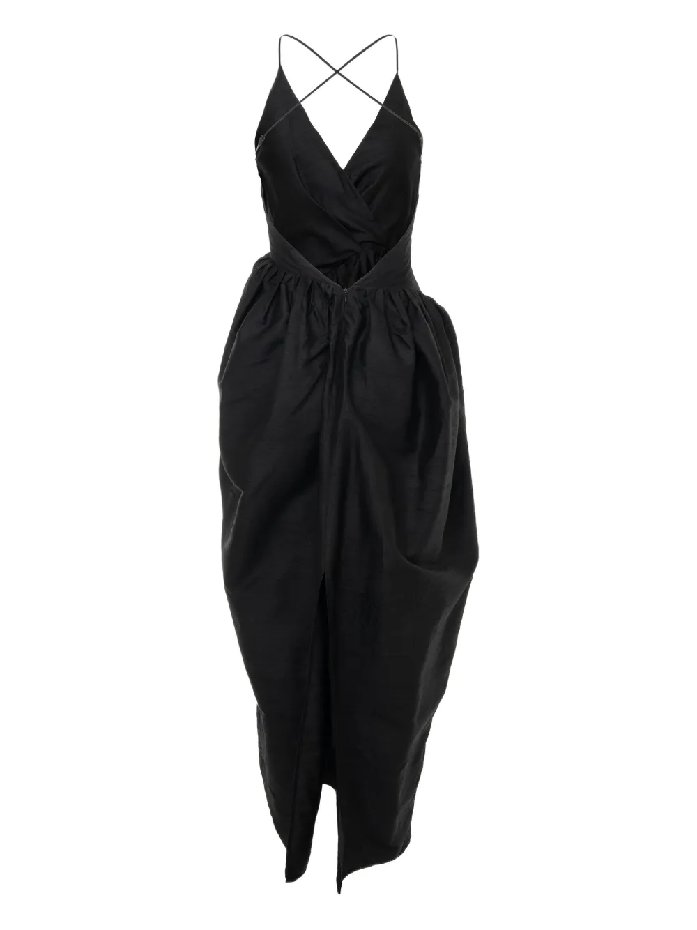 Yangkehan Cross-back Draped Dress In Black