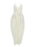 YANGKEHAN cross-back gathered silk dress - White