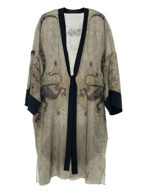 YANGKEHAN dragon-print silk coat