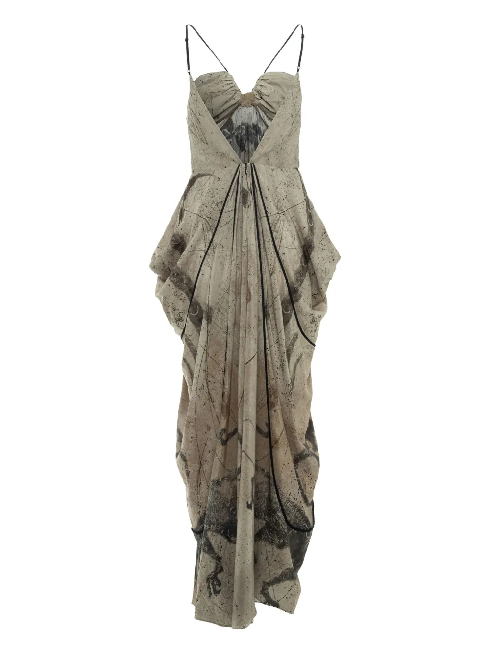 YANGKEHAN print draped dress - Beige
