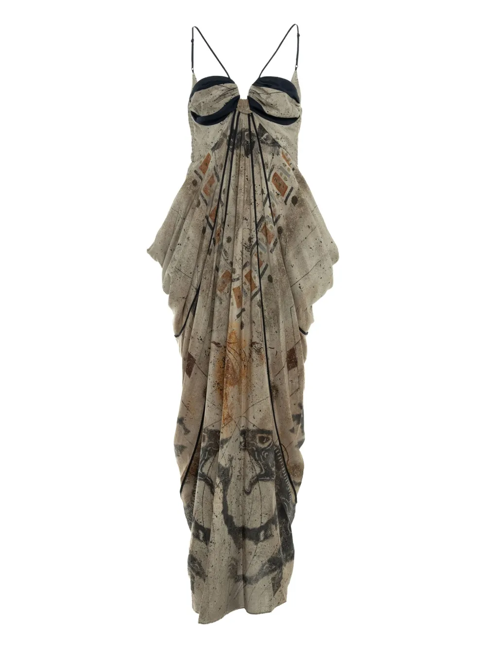 YANGKEHAN print draped dress | Neutrals | Image 1