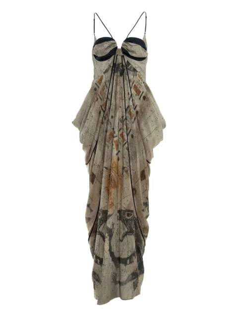 YANGKEHAN print draped dress