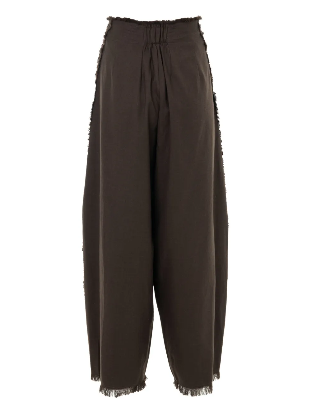 YANGKEHAN frayed-edge wool trousers | Brown | Image 1