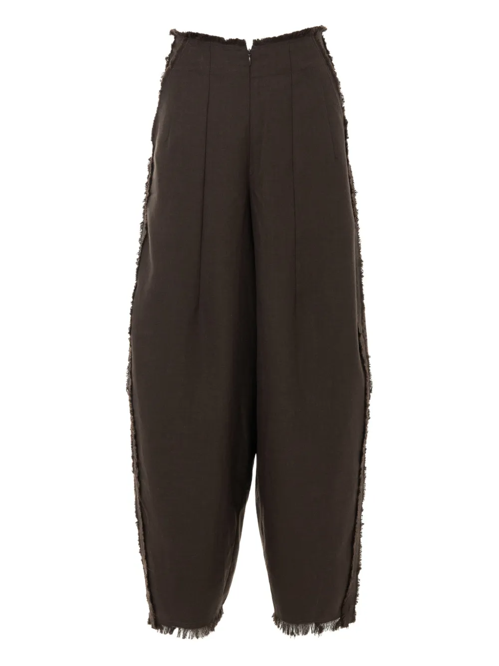 YANGKEHAN frayed-edge wool trousers - Bruin