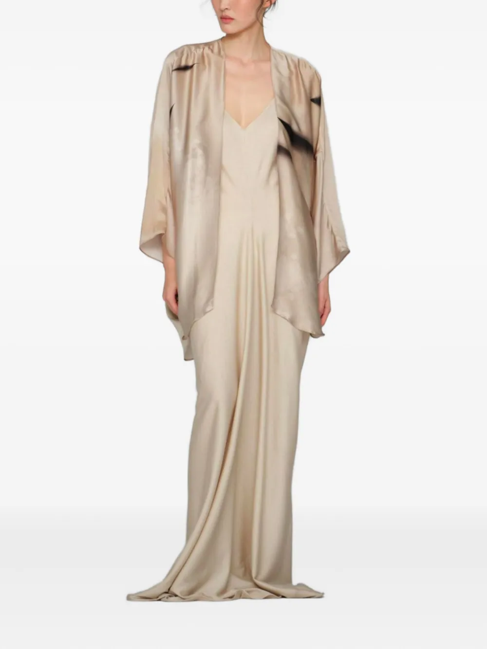 YANGKEHAN V-neck silk blouse - Beige
